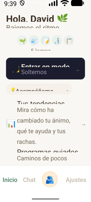 La misma pantalla de inicio con la fuente del sistema al doscientos por ciento.
